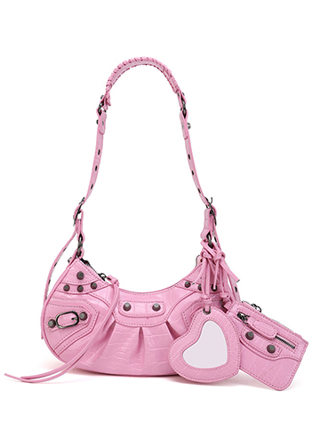 The Route 66 XS Croc Effect Faux Leather Shoulder Bag Pink
