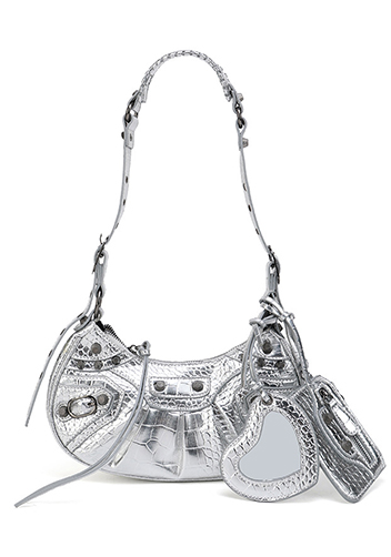 The Route 66 XS Croc Effect Faux Leather Shoulder Bag Sliver