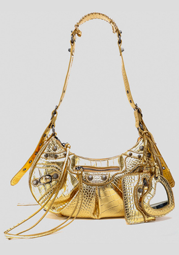 The Route 66 Small Croc Effect Faux Leather Shoulder Bag Gold