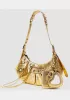 The Route 66 Small Croc Effect Faux Leather Shoulder Bag Gold