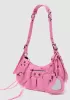 The Route 66 Small Croc Effect Faux Leather Shoulder Bag Pink