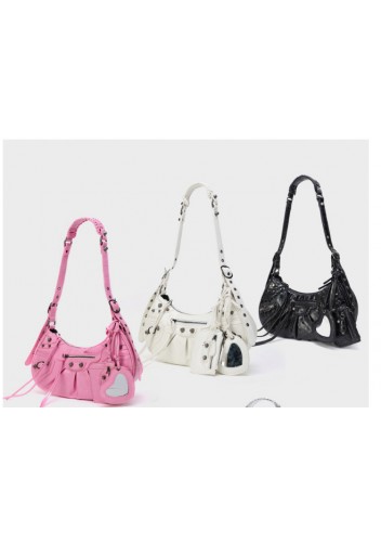 The Route 66 Small Croc Effect Faux Leather Shoulder Bag Pink
