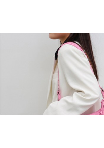 The Route 66 Small Croc Effect Faux Leather Shoulder Bag Pink