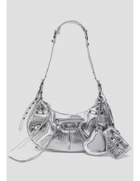 The Route 66 Small Croc Effect Faux Leather Shoulder Bag Silver