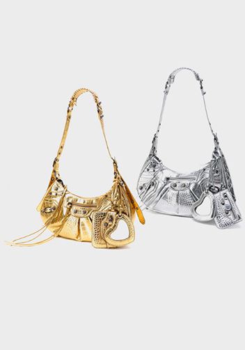 The Route 66 Small Croc Effect Faux Leather Shoulder Bag Silver