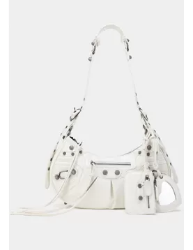 The Route 66 Small Croc Effect Faux Leather Shoulder Bag White