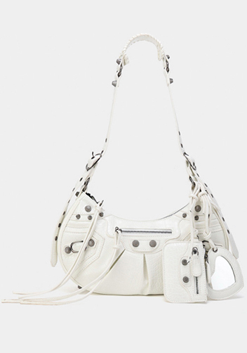 The Route 66 Small Croc Effect Faux Leather Shoulder Bag White