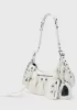 The Route 66 Small Croc Effect Faux Leather Shoulder Bag White