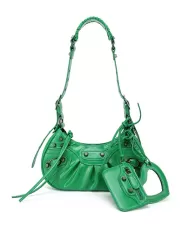 The Route 66 XS Studded Faux Leather Shoulder Bag Green