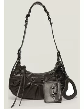 The Route 66 XS Studded Faux Leather Shoulder Bag Grey