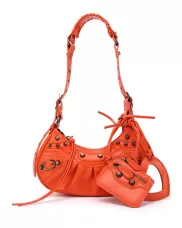The Route 66 XS Studded Faux Leather Shoulder Bag Orange