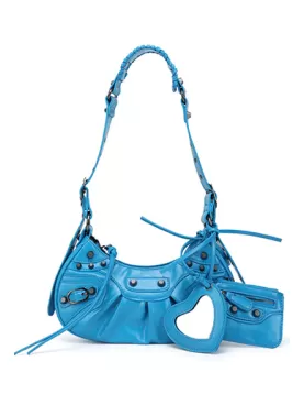 The Route 66 XS Studded Faux Leather Shoulder Bag Blue