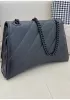 Bonnie Leather Medium Chain Shoulder Bag Black