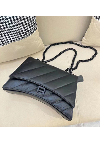 Bonnie Leather Medium Chain Shoulder Bag Black