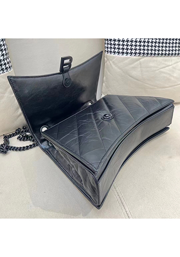 Bonnie Leather Medium Chain Shoulder Bag Black