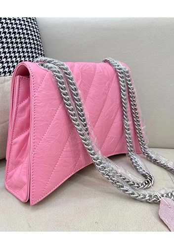 Bonnie Leather Medium Chain Shoulder Bag Pink