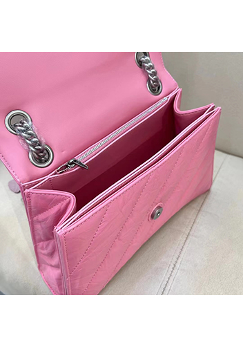 Bonnie Leather Medium Chain Shoulder Bag Pink
