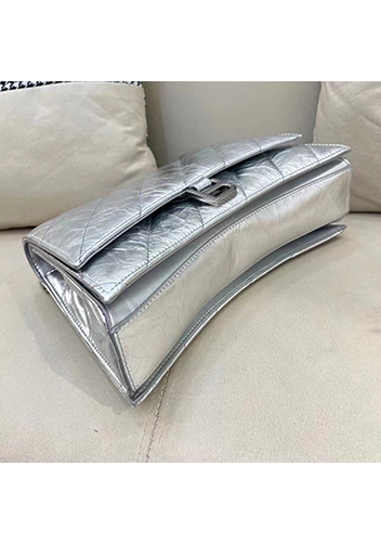 Bonnie Leather Medium Chain Shoulder Bag Silver