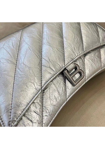 Bonnie Leather Medium Chain Shoulder Bag Silver