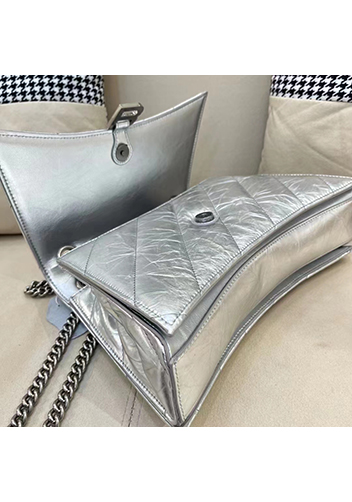 Bonnie Leather Medium Chain Shoulder Bag Silver