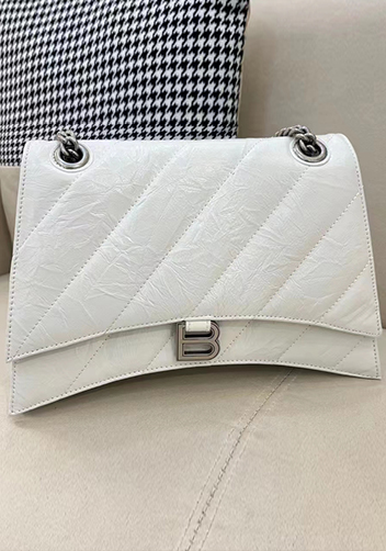 Bonnie Leather Medium Chain Shoulder Bag White