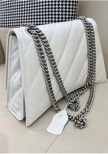 Bonnie Leather Medium Chain Shoulder Bag White