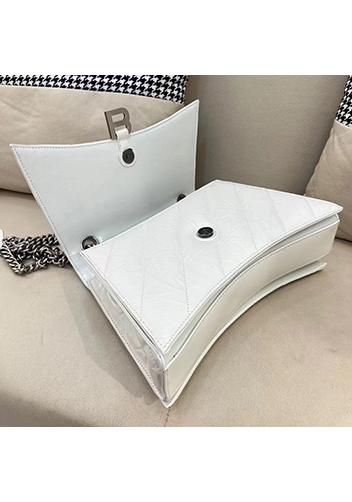 Bonnie Leather Medium Chain Shoulder Bag White