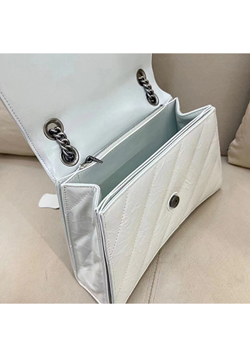 Bonnie Leather Medium Chain Shoulder Bag White