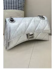 Bonnie Leather Small Chain Shoulder Bag Silver