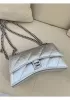 Bonnie Leather Small Chain Shoulder Bag Silver
