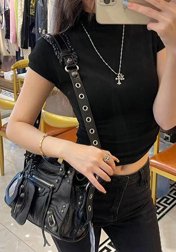 The Route 66 Brushed Leather Medium Tote Black