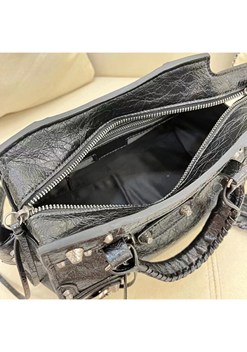The Route 66 Brushed Leather Medium Tote Black