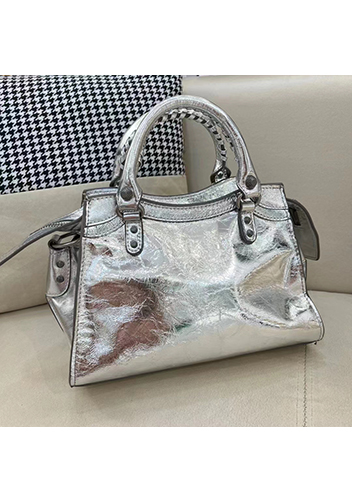 The Route 66 Brushed Leather Medium Tote Silver