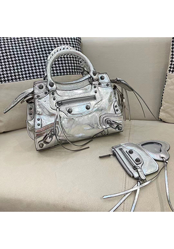 The Route 66 Brushed Leather Medium Tote Silver