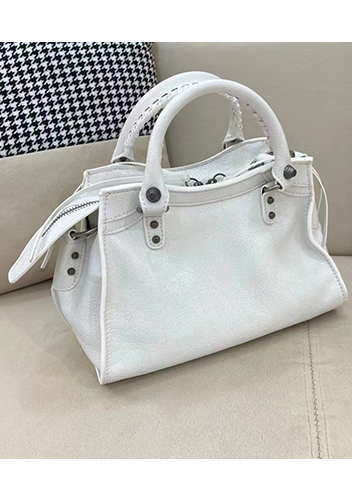The Route 66 Brushed Leather Medium Tote White