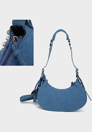 The Route 66 XS Imitation Diamond Shoulder Bag Denim Blue