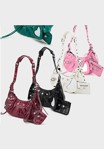 The Route 66 XS Imitation Diamond Shoulder Bag Faux Leather Black