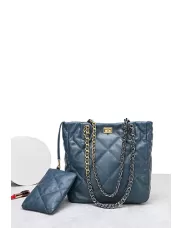 Adele Lilia Shoulder Bag Rectangular Hardware Blue