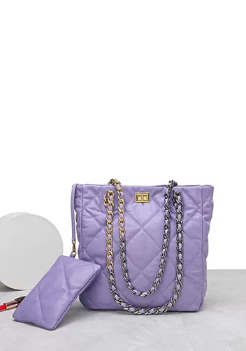 Adele Lilia Shoulder Bag Rectangular Hardware Purple