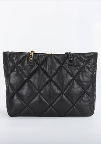 Adele Lilia Shoulder Tote Bag Circle Hardware Black