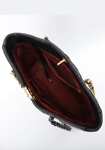 Adele Lilia Shoulder Tote Bag Circle Hardware Black