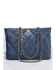 Adele Lilia Shoulder Tote Bag Rectangular Hardware Blue