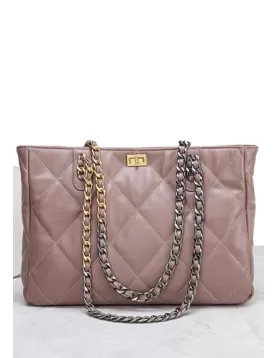 Adele Lilia Shoulder Tote Bag Rectangular Hardware Pink