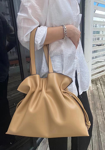 SALSA LEATHER SHOULDER BAG BEIGE