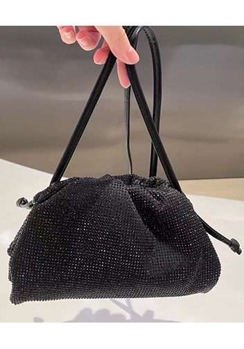 Dina Clutch Shoulder Small Bag Rhinestone Designs Black
