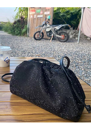 Dina Clutch Shoulder Small Bag Rhinestone Designs Black
