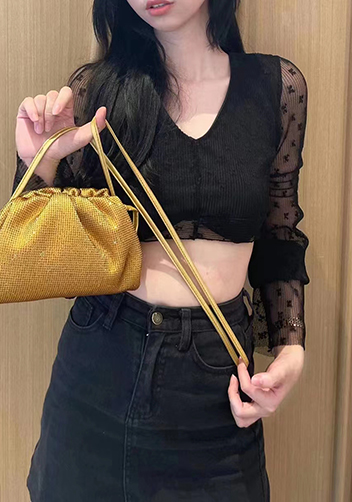 Dina Clutch Shoulder Small Bag Rhinestone Designs Gold