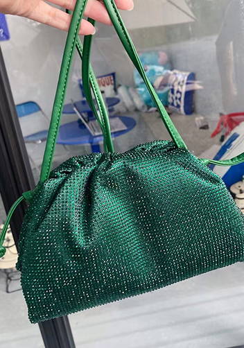Dina Clutch Shoulder Small Bag Rhinestone Designs Green