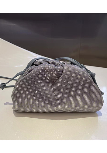 Dina Clutch Shoulder Small Bag Rhinestone Designs Grey