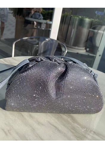 Dina Clutch Shoulder Small Bag Rhinestone Designs Grey